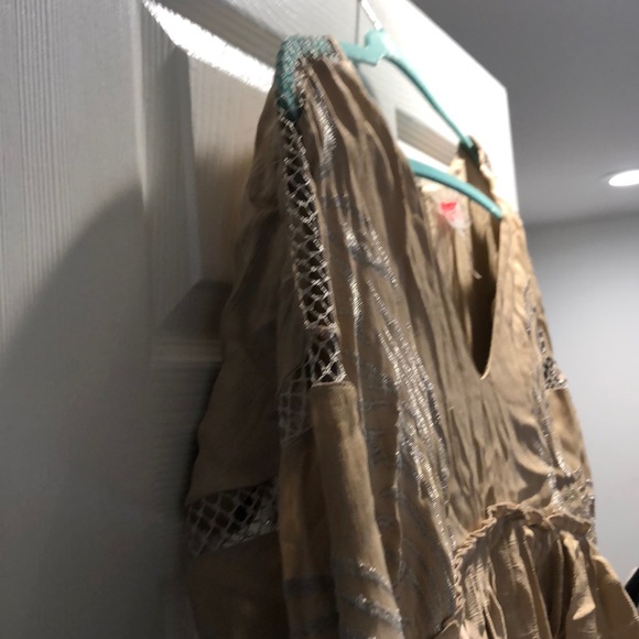 Free people dress.  Size 4.  Cream color with silver details. - Picture 6 of 15